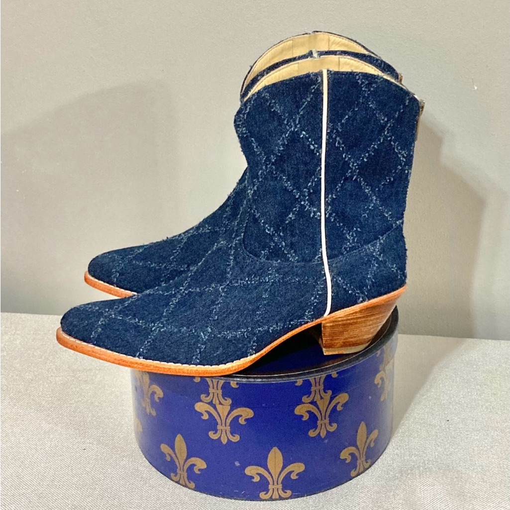 Momo New York Size 8 Mid-Calf Boots Denim Blue